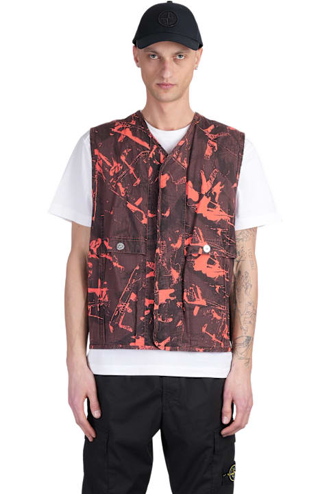 Stone Island Men Stone Island Vest In Black Cotton
