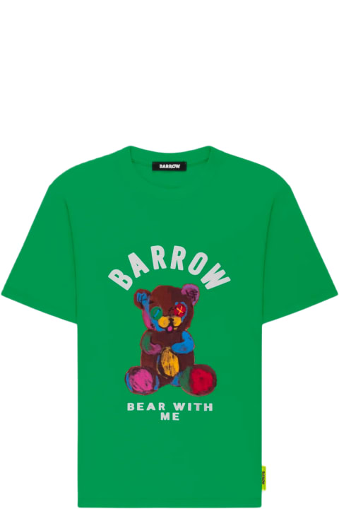 Barrow for Men Barrow Jersey T-shirt Unisex Emerald green cotton t-shirt with Teddy bear front print