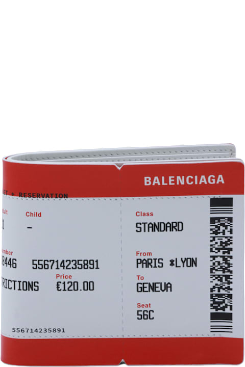 Homeware Balenciaga Red And White Leather Wallet