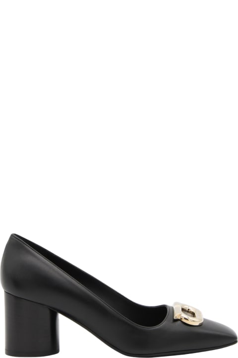 High-Heeled Shoes for Women Ferragamo Black Leather Pania Pumps