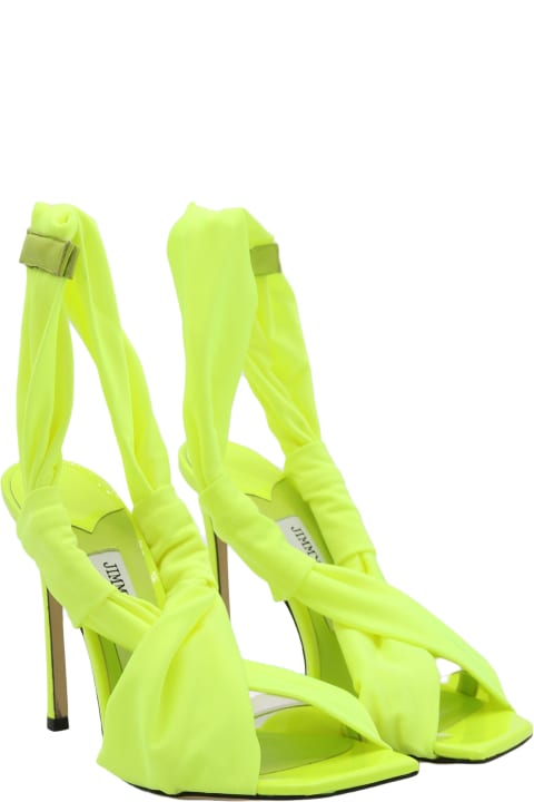 Jimmy Choo Sandals for Women Jimmy Choo Green Neon Apple Leather Glossy Jersey Sandals