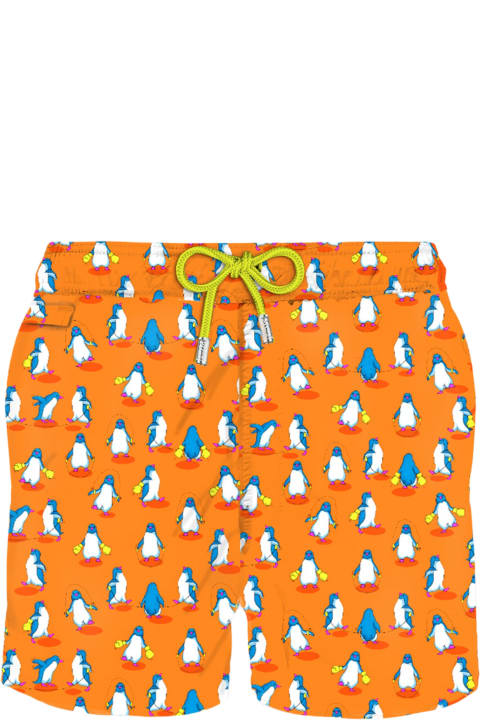 أدوات منزلية MC2 Saint Barth Man Light Fabric Swim Shorts With Penguins Print