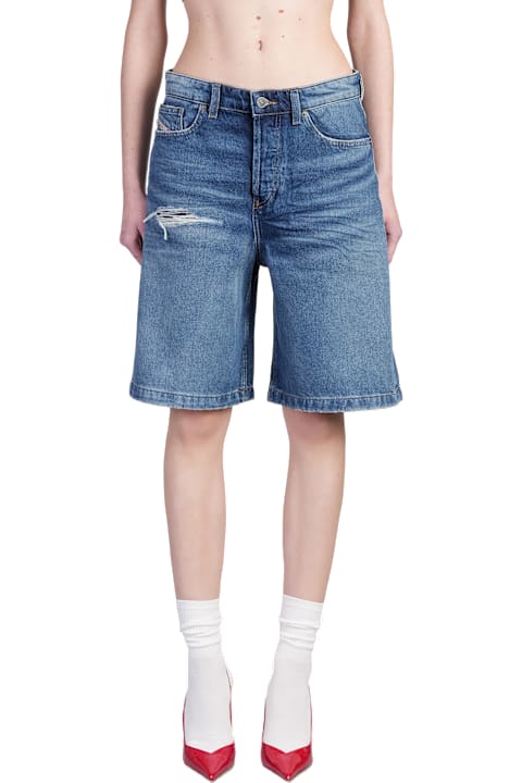 Diesel سراويل طويلة وقصيرة لـ السيدات Diesel De Sire Shorts In Blue Denim