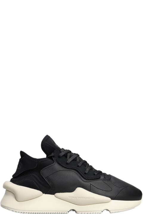 Y-3 Sneakers for Men Y-3 Black Leather Blend Sneakers