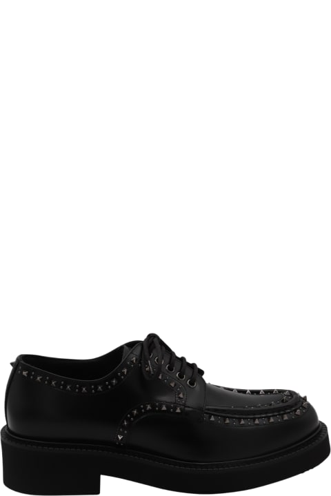 Valentino Garavani Laced Shoes for Men Valentino Garavani Black Leather Lace Up Shoes