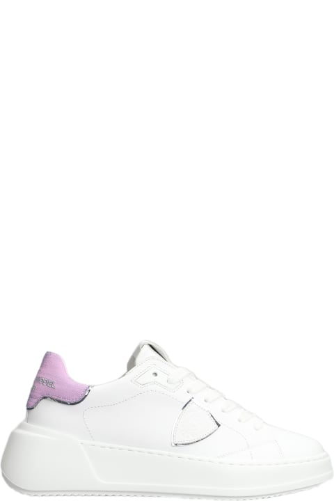 Philippe Model Shoes for Women Philippe Model Tres Temple Low Sneakers In White Leather