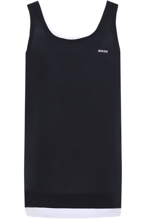 Homeware Miu Miu Midnight Blue Stretch Silk Blend Dress