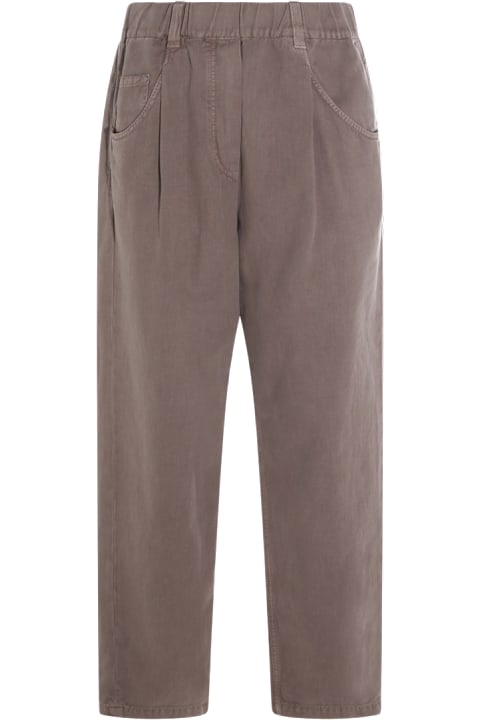 Homeware Brunello Cucinelli Earth Brown Cotton And Linen Blend Jeans