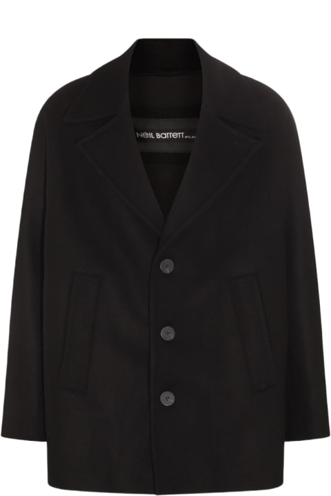メンズ Neil Barrettのコート＆ジャケット Neil Barrett Black Wool Blend Kimono Oversize Coat