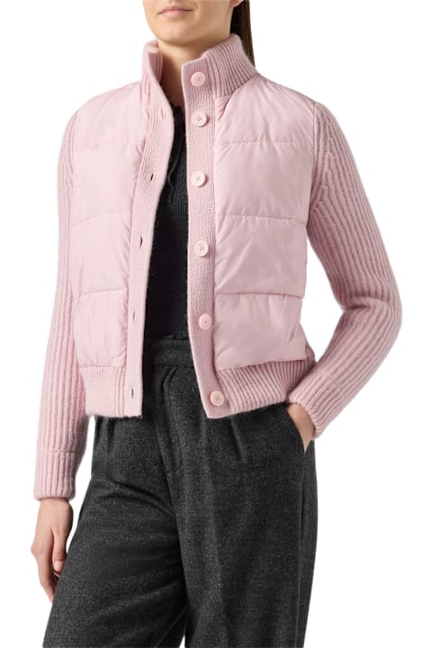Homeware MC2 Saint Barth Rosental Pink Padded Jacket With Knitted Sleeves