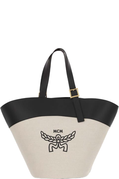 MCM Women MCM Cotton Canvas And Leather Himmel Shoulder Bag