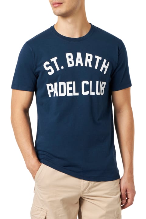 MC2 Saint Barth for Men MC2 Saint Barth Man Cotton Vintage Treatment T-shirt With St. Barth Padel Club Print