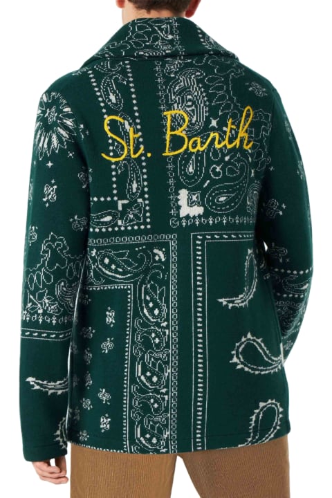 MC2 Saint Barth Clothing for Men MC2 Saint Barth Man Knit Jacket With Bandanna Print