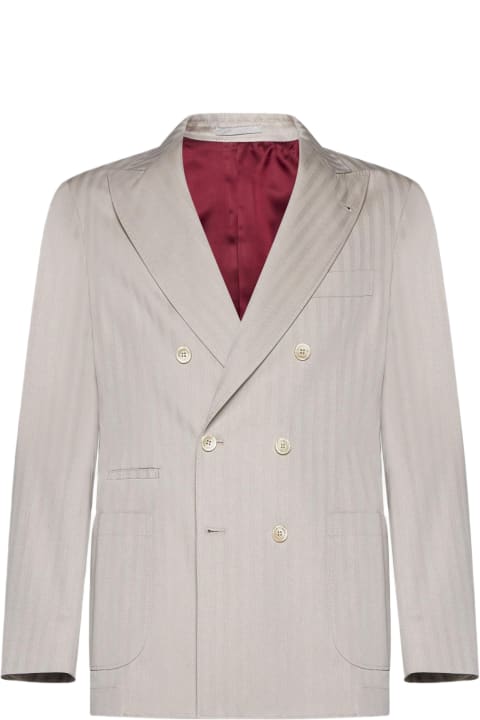 Coats & Jackets for Men Brunello Cucinelli Cotton And Silk Double-breasted Blazer