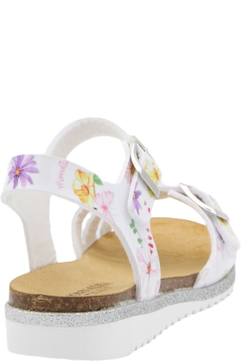 Monnalisa Shoes for Girls Monnalisa White And Multicolour Leather Sandals