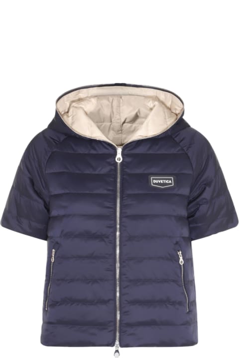 Fashion for Women Duvetica Navy Blue And Beige Down Jacket