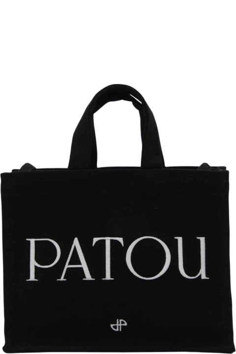 Patou Women Patou Black Cotton Small Tote Bag
