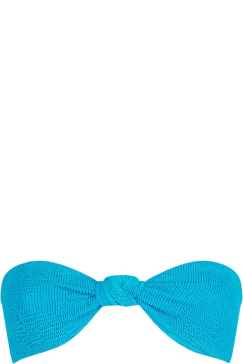 Homeware MC2 Saint Barth Woman Dust Blue Crinkle Bandeau Top With Knot