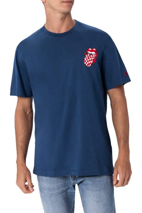 Homeware MC2 Saint Barth Man Cotton T-shirt With Rolling Stones Front And Back Placed Print | Rolling Stones Special Edition