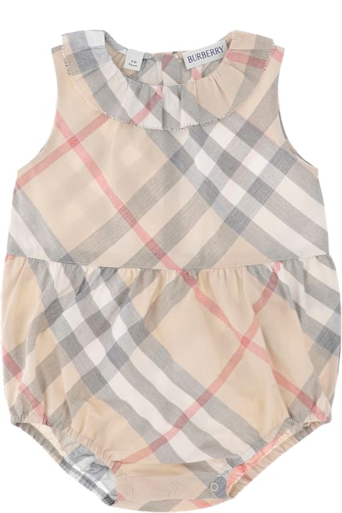Fashion for Baby Girls Burberry Cotton Romper With Check Pattern