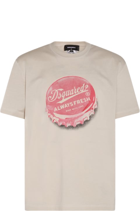 Topwear for Men Dsquared2 Beige And Red Cotton T-shirt