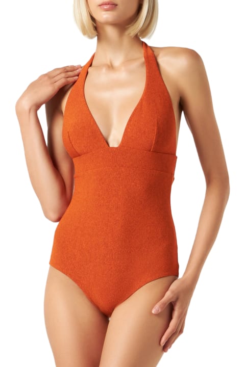 Homeware MC2 Saint Barth Lurex Orange One Piece Swimsuit