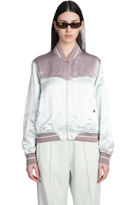 Palm Angels Women Palm Angels Bomber In Green Linen