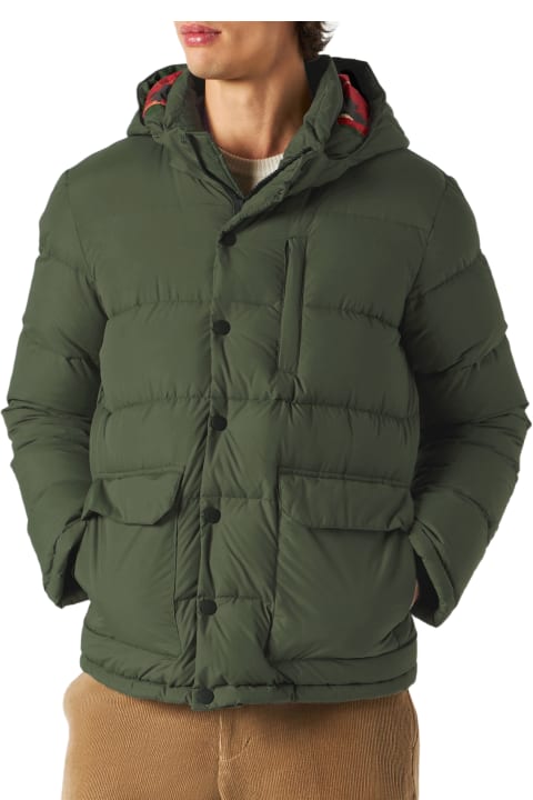 Homeware MC2 Saint Barth Man Hooded Down Padded Jacket Baxter With Ethnic Print