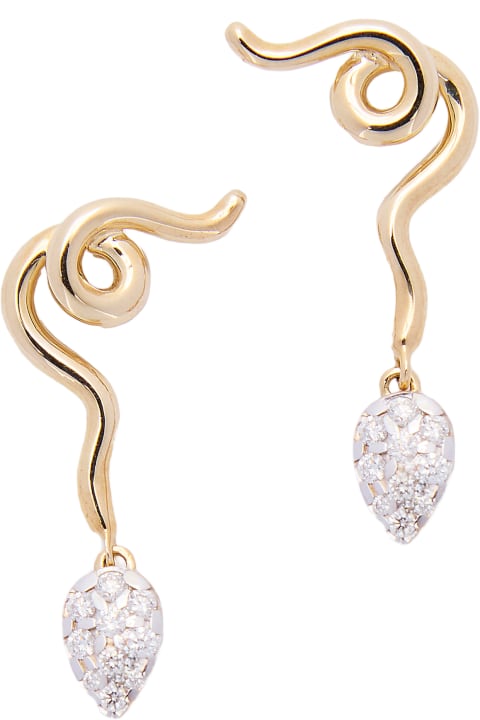 ウィメンズ Bea Bongiascaのジュエリー Bea Bongiasca 9k Gold Earrings Vine With Diamonds