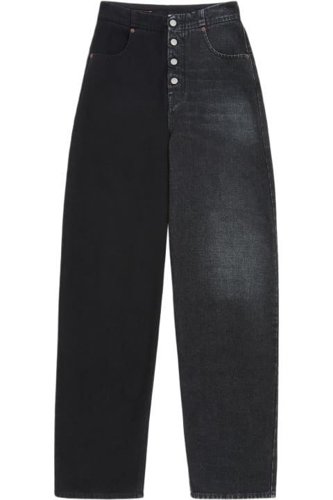 MM6 Maison Margiela for Women MM6 Maison Margiela Pantalone 5 Tasche Black and grey half and half baggy fit jeans