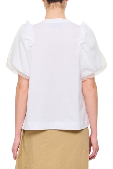 Simone Rocha for Women Simone Rocha Tulle Overlay Puff Sleeve Frill T-shirt