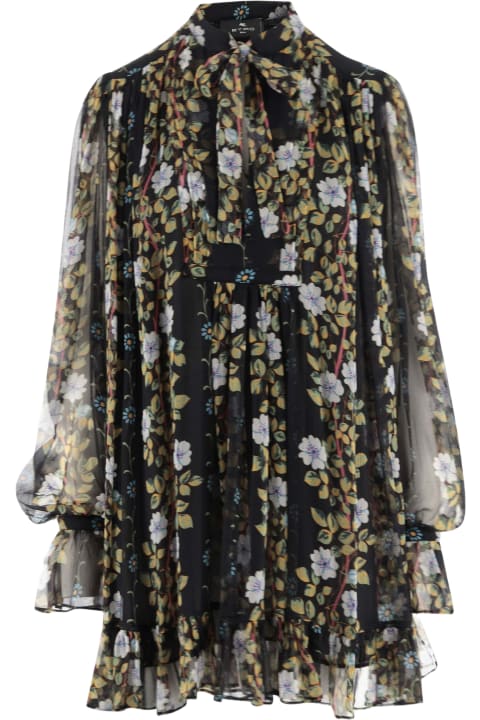Etro for Women Etro Short Silk Caftan Dress With Floral Print