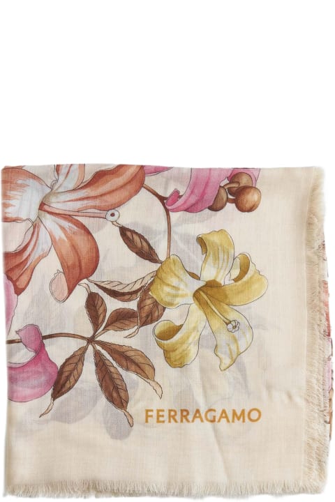 Accessories for Women Ferragamo Floral Print Cashmere Shawl