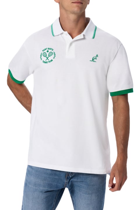 Homeware MC2 Saint Barth Man White Cotton Piquet Polo Shirt Beverly Hills | Australian Brand Special Edition