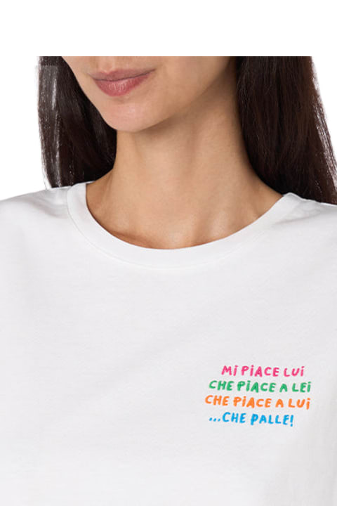 أدوات منزلية MC2 Saint Barth Woman White Cotton Jersey Crewneck T-shirt Emiilie With Mi Piace Lui... Embroidery