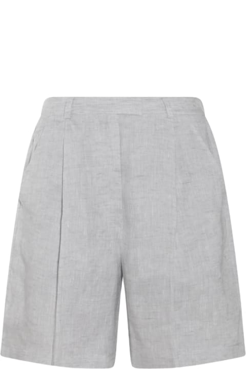 Pants & Shorts for Women Brunello Cucinelli Light Grey Linen Shorts