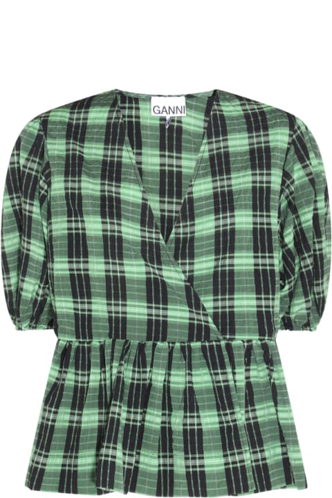 Fashion for Women Ganni Green And Black Cotton Blend Shirt