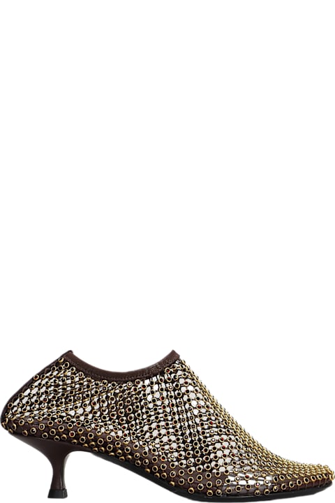 Homeware Christopher Esber Minette Crystal Micr Low Heels Ankle Boots In Brown Nylon