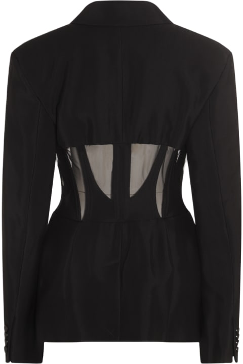Mugler Coats & Jackets for Women Mugler Black Virgin Wool And Viscose Blend Illusion Corset Blazer
