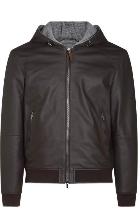 Canali for Men Canali Black Leather Jacket