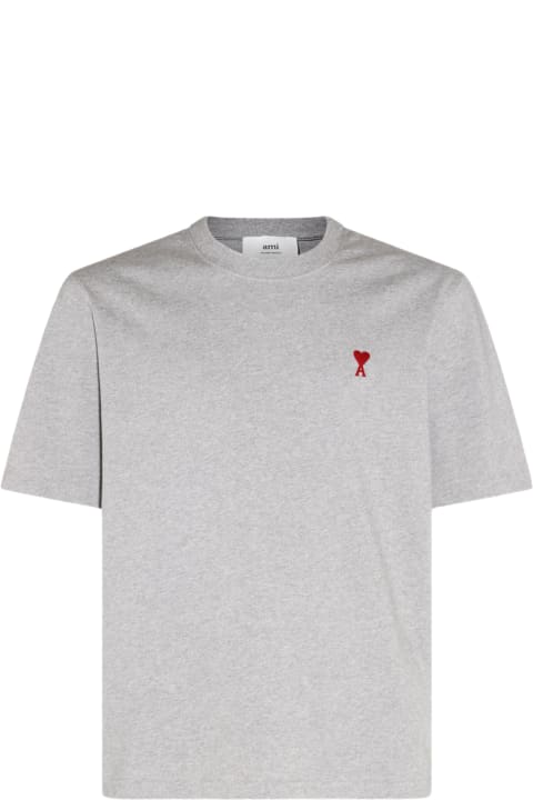 Ami Alexandre Mattiussi Topwear for Men Ami Alexandre Mattiussi Grey And Red Cotton Ami De Coeur T-shirt