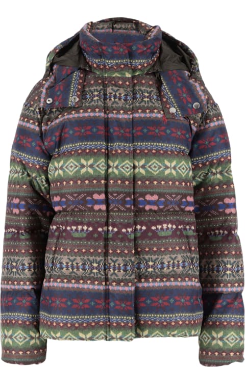 Nylon Down Jacket With Graphic Print