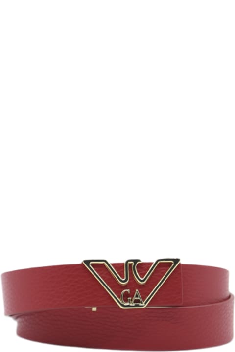 Emporio Armani Belts for Women Emporio Armani Hammered Leather Belt With Logoed Buckle
