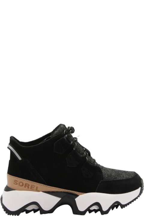 Sorel Shoes for Women Sorel Black And Sea Salt Leather Kinetic Impact C-wp Sneakers