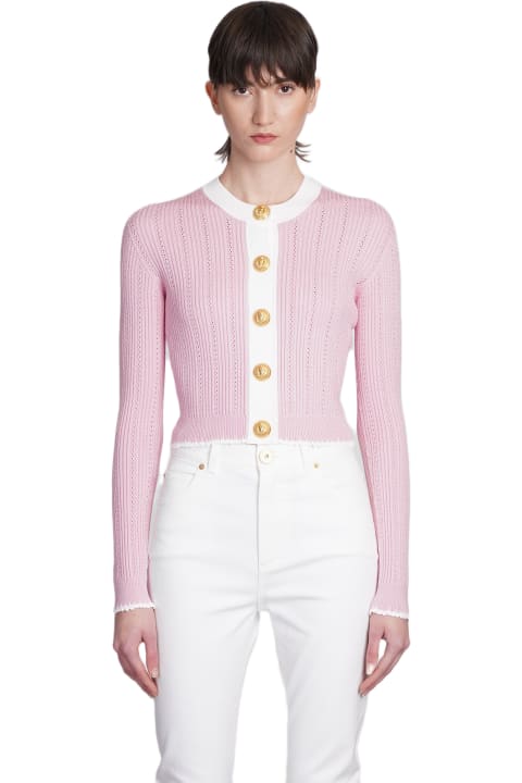 Balmain Sweaters for Women Balmain Cardigan In Rose-pink Viscose