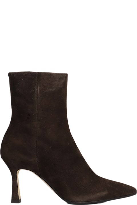 Julie Dee Shoes for Women Julie Dee High Heels Ankle Boots In Dark Brown Suede
