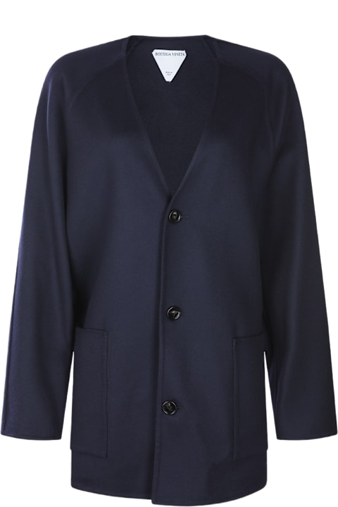 Bottega Veneta Coats & Jackets for Women Bottega Veneta Navy Wool Coat