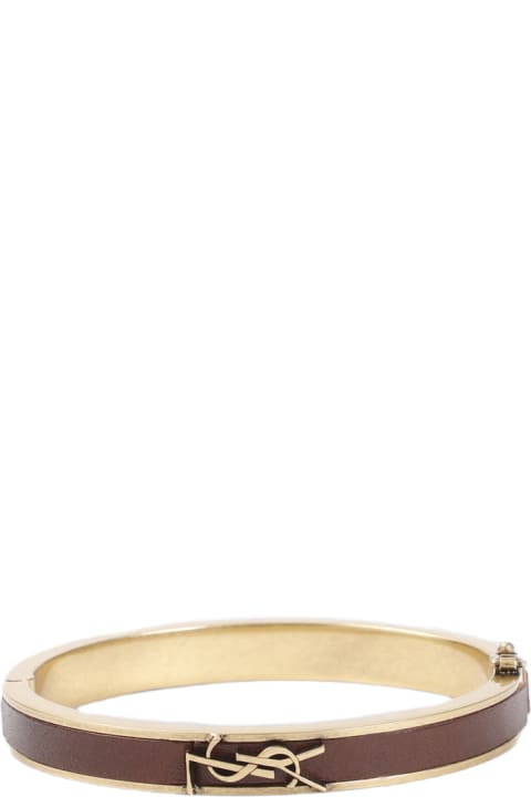 ブレスレット Saint Laurent FW24 YSL LEATHER BRACELET (711615 AAD6I2944) Saint Laurent YSL Bracelet 711615.AAD6I-2944 PAPAYA SEED