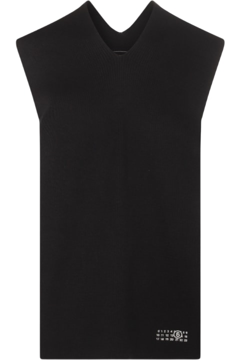 MM6 Maison Margiela Sweaters for Women MM6 Maison Margiela Black Cotton And Wool Blend Knitted Vest