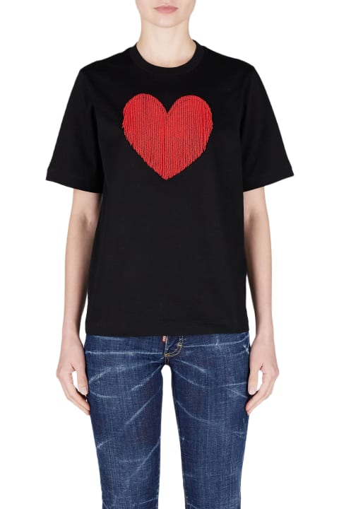 Dsquared2 Topwear for Women Dsquared2 Heart Embellished Crewneck T-shirt